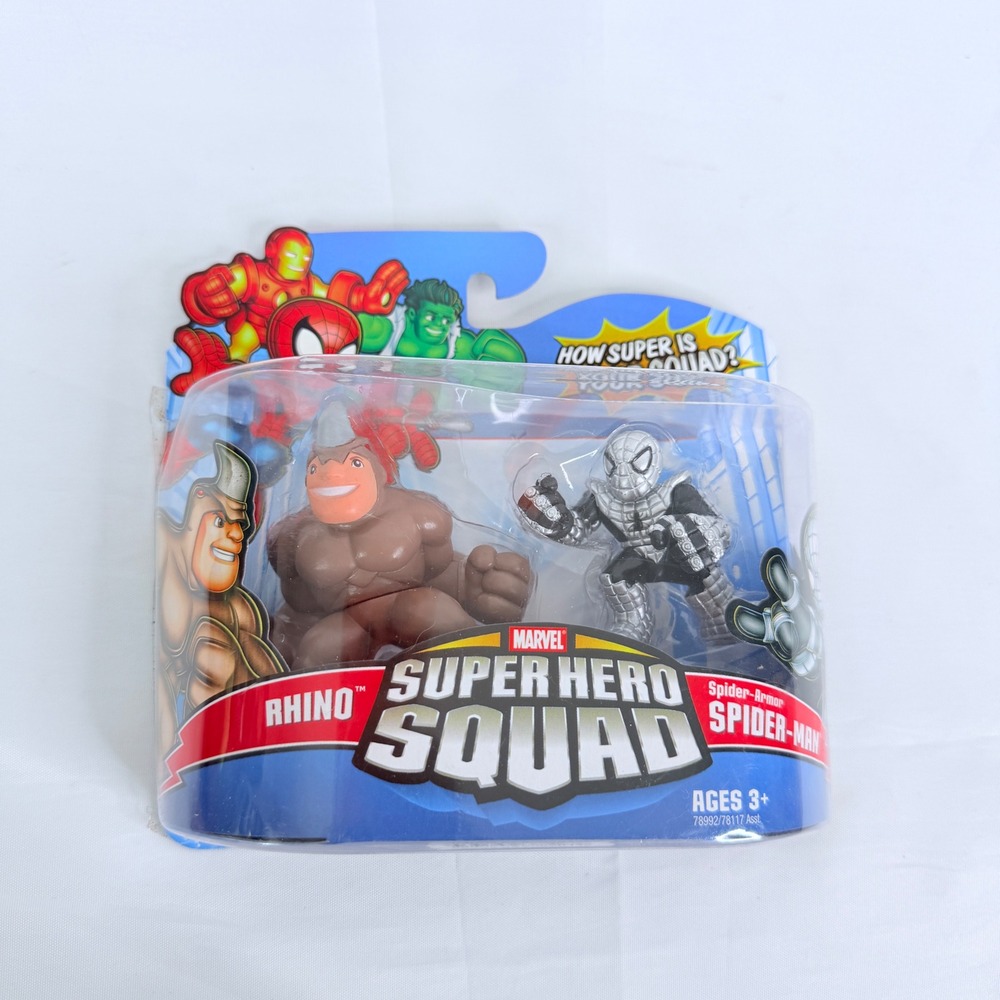 Marvel Super Hero Squad Rhino and Spider-Armor Spider-Man Figures 2008 Hasbro
